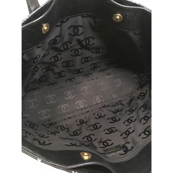CHANEL CC Wild Stitch Vintage Quilted Shoulder Bag Tote Lambskin Black - Picture 10 of 12